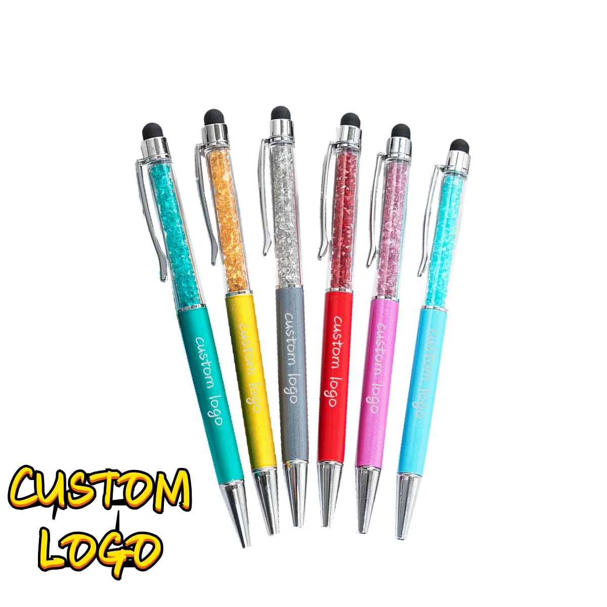 

2Pcs Crystal Ballpoint Pen Fashion Creative Stylus Touch Pen for Writing Stationery Office & School Customized Logo gift