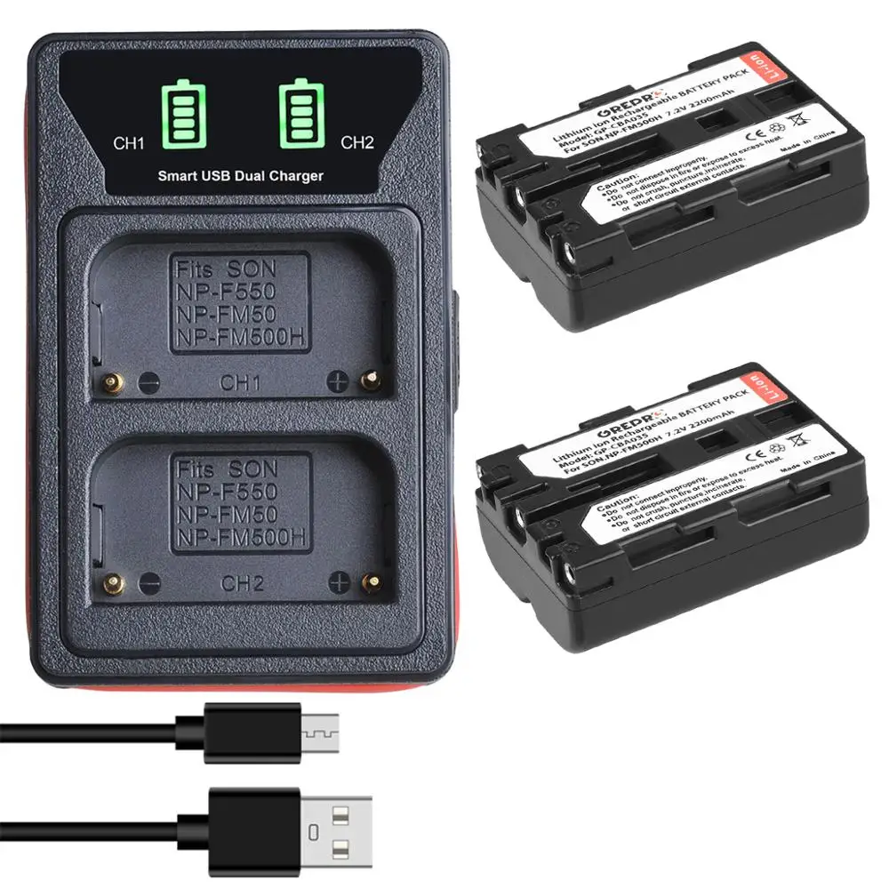 2 шт. 2200 мАч NP-FM500H NP FM500H батарея + LED двойное USB зарядное устройство с портом type-C для NP-F550 NP-FM50 Sony Alpha A58 A350 A500 2 шт. 2200 мАч NP-FM500H NP FM500H батарея + LED двойное USB зарядное устройство с портом type-C для NP-F550 NP-FM50 Sony Alpha A58 A350 A500