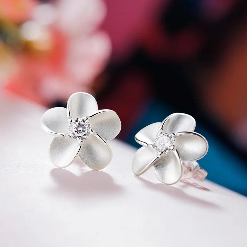 SA SILVERAGE 925 пробы серебро трендовые серьги-гвоздики серьги в виде цветка женские ААА Цирконий серьги-кольца, модные ювелирные украшения для Для женщин