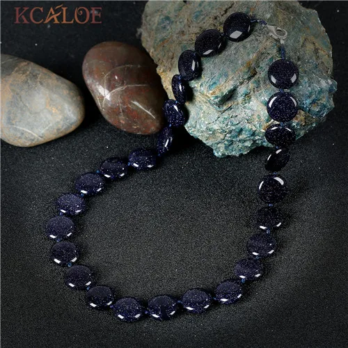 blue sand stone KCALOE Круглый Розовый Кристалл Кварца Ожерелье с Камнями Аксессуары Модные Украшения На Шею Бусы Из Натурального Камня - Окраска металла: blue sand stone