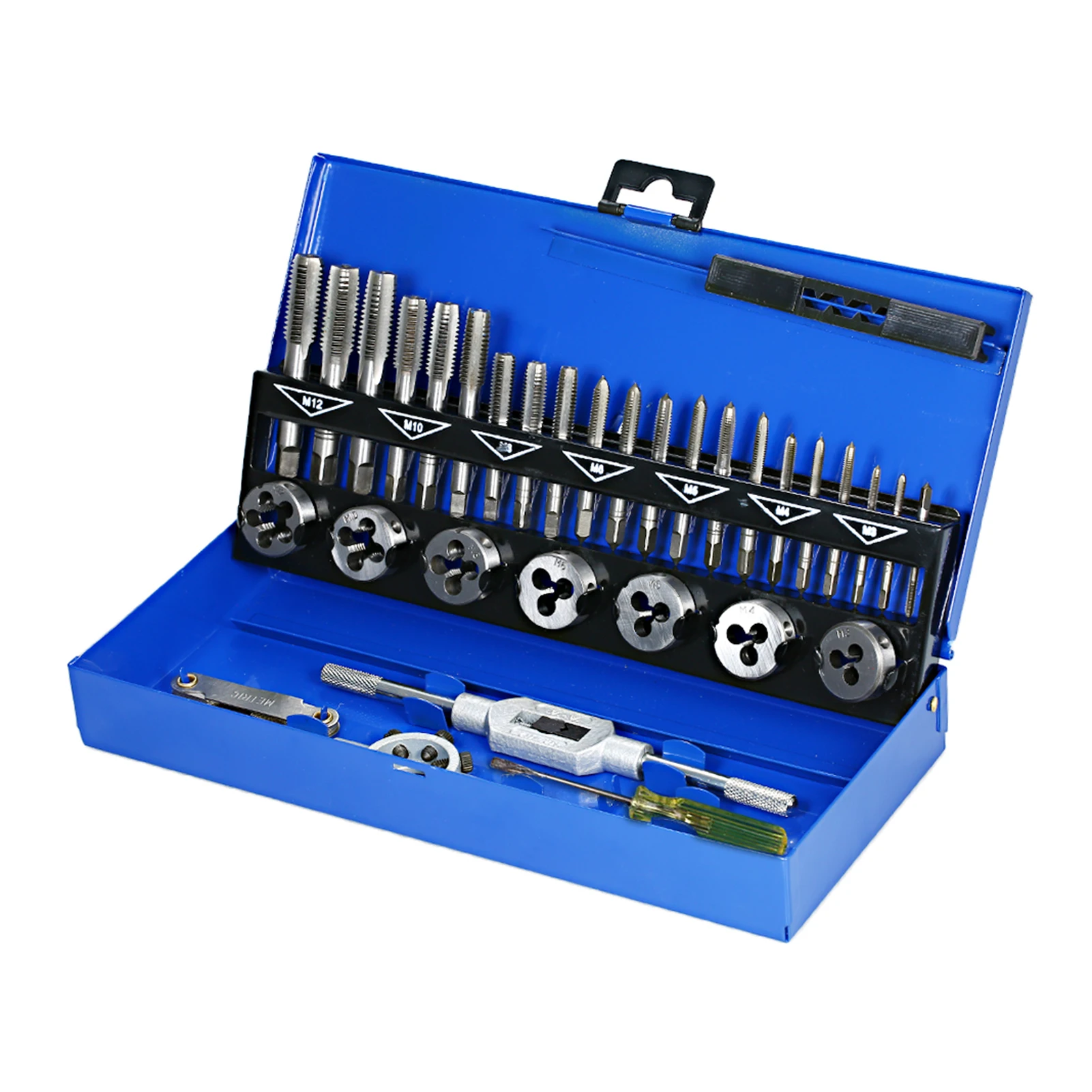 

32PCS HSS Tap and Die Set Metric Wrench Cut M3-M12 Hand Threading Tool Tungsten Carbide Tap Die Screw Thread Making Tool Bit Set