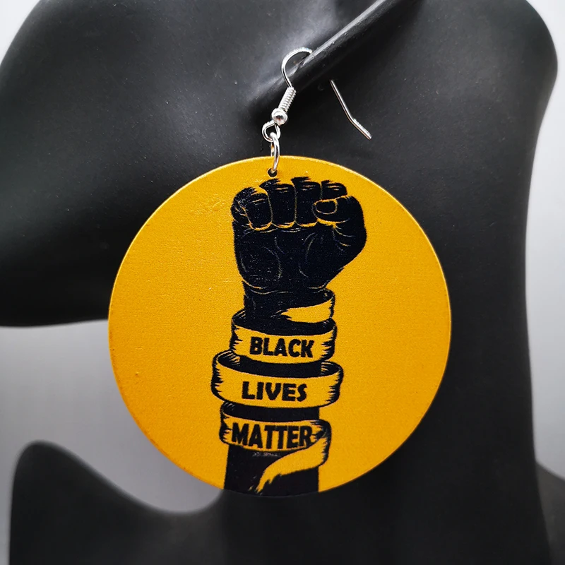 Бесплатная доставка! Деревянные серьги Black Lives Matter | Украшения и аксессуары