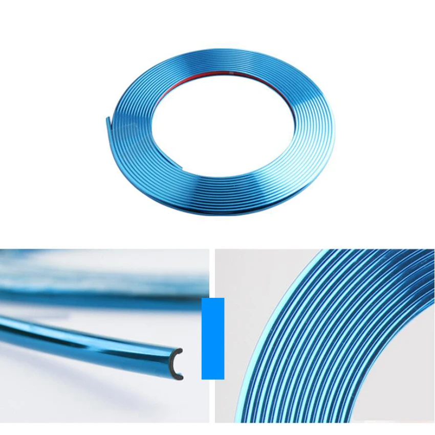 8M Car Styling Wheel Protector Rim Sticker Chrome Moulding Strip Trim Grille Bumper Decoration Tire Rims Hub Strips - купить по