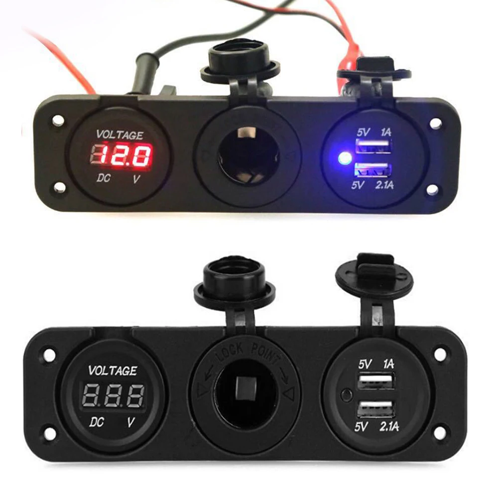 Автомобильное зарядное устройство с двумя usb портами 3 в 1 гнездо прикуривателя +