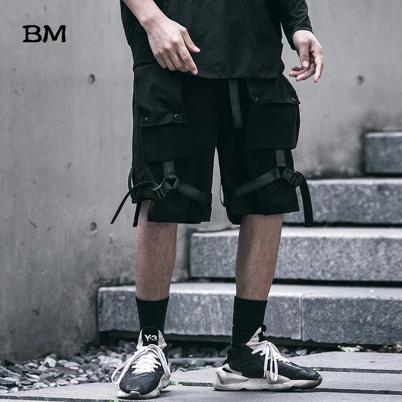 Мужские спортивные шорты Kpop черные с большим карманом уличная одежда в стиле