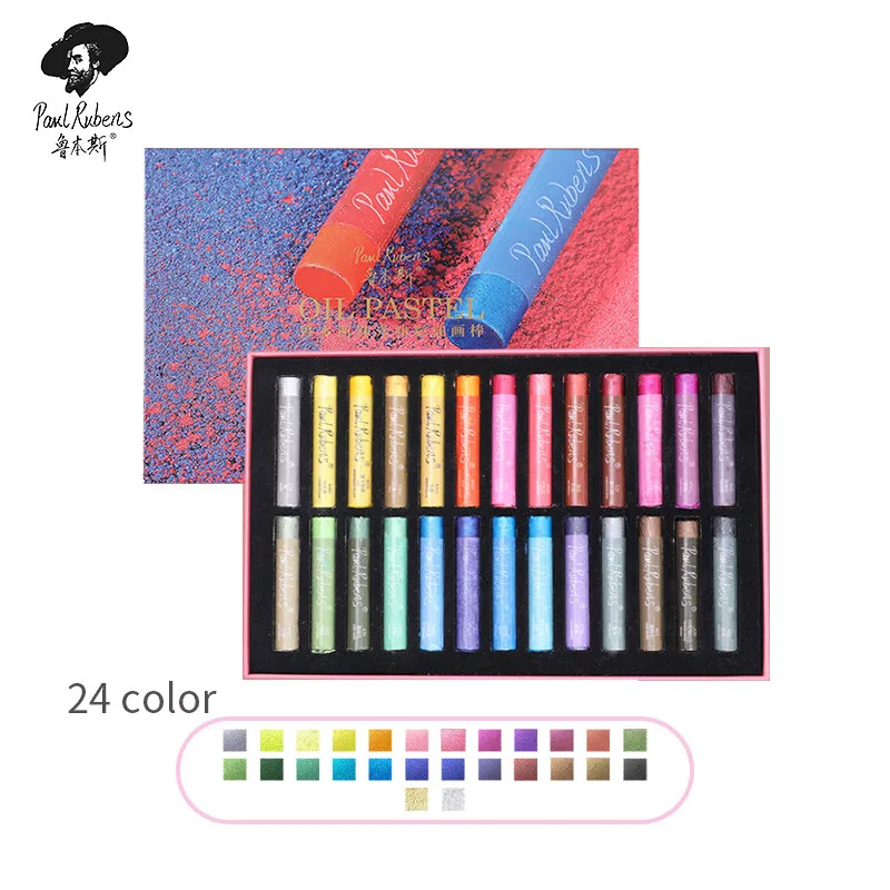 

Paul Rubens Oil Pastel Glitter 24+2 Color Set Vibrant Color Professional Painting Soft Pastel Drawing Pen Suitable for Artists