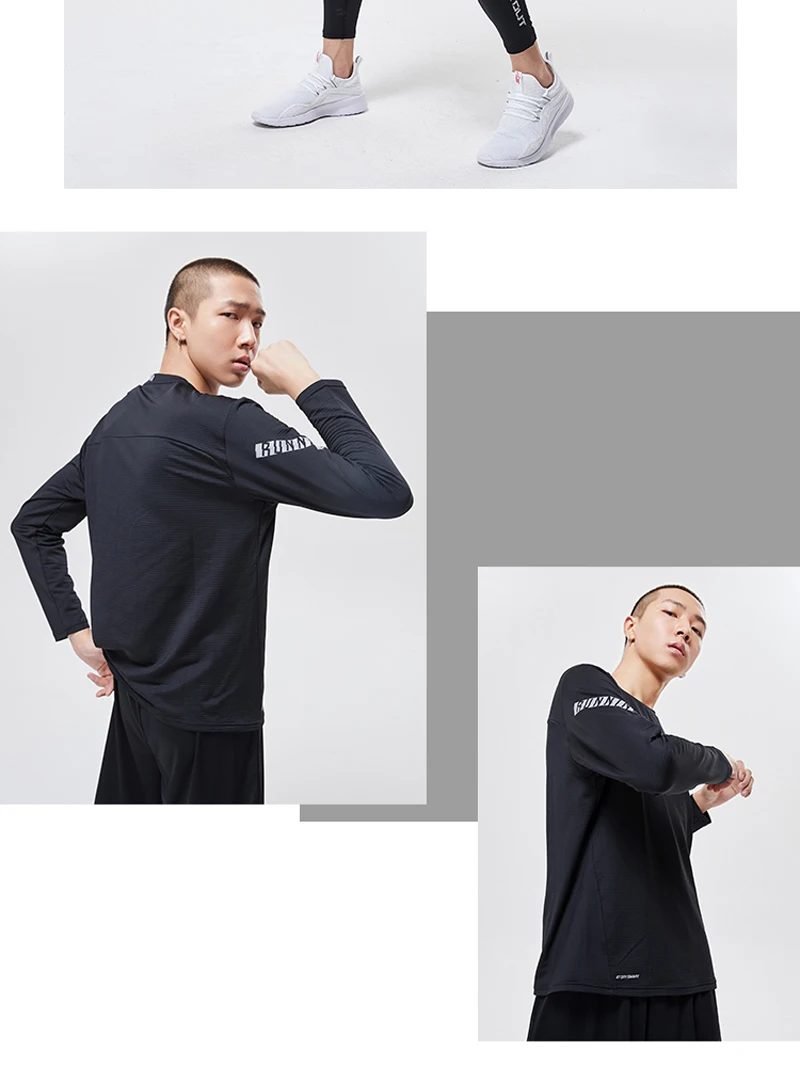 Li-Ning мужские футболки с длинным рукавом для бега, удобные дышащие спортивные футболки с подкладкой для фитнеса ATLP055 MTL1049