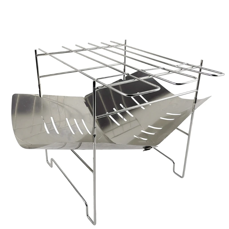 

Ultralight Outdoor Portable Wood Stove Burner Multifunctional Folding Barbecue Charcoal Stove Stainless Steel BBQ Rack Grilling