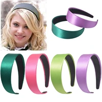 4cm width elasticity headbands women solid candy color satin hair accessories bands fashion hair ties hair hoop