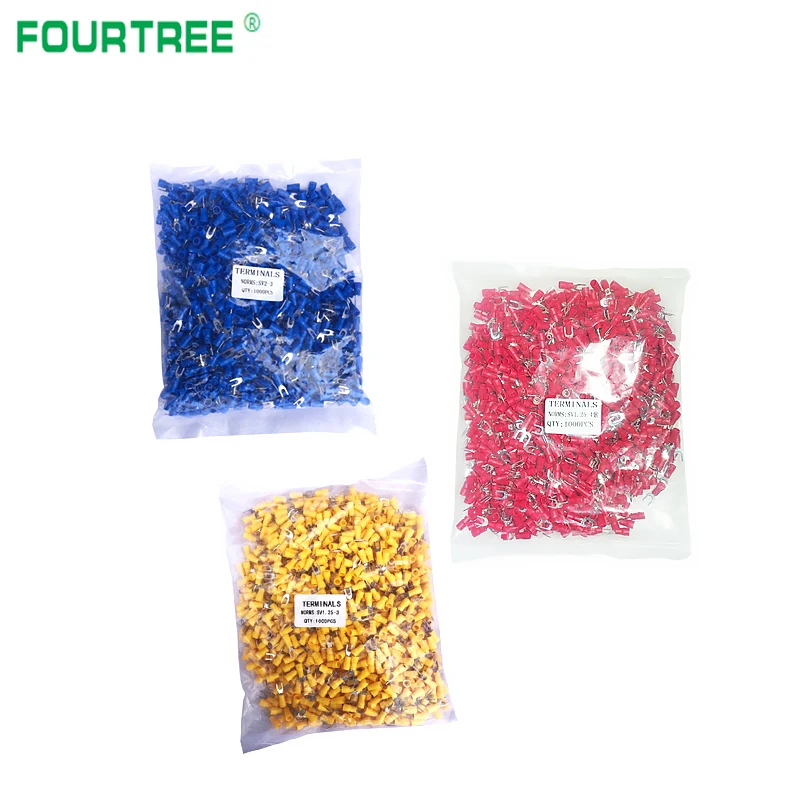 1000pcs SV Crimp Terminal Fork Spade Connector Kit Wire Copper Insulated Cord Pin End Cable Lug SV2-3/4/5/6 | Обустройство дома