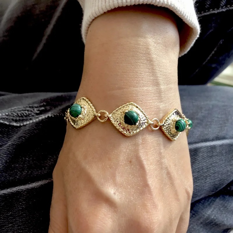 TOTASALLY New Geometric Bracelet for Women Vintage Link Peacock Stone Simulated Pearl Charm Gifts Dropship | Украшения и