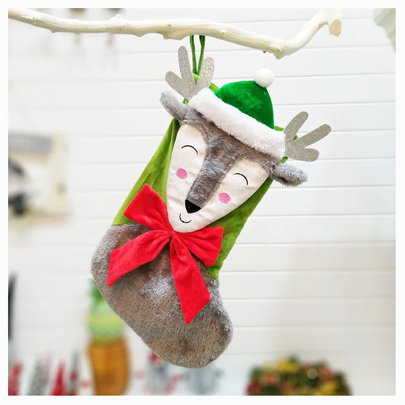 

Christmas Decoration Hanging Elk Gifts Bag Christmas Stockings Socks Christmas decoration Christmas candy bags