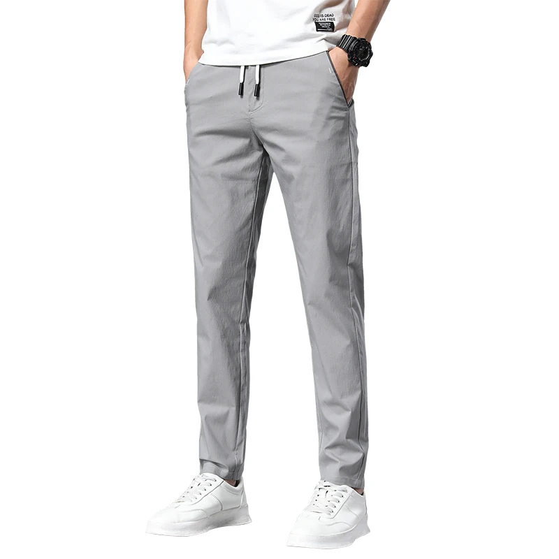 

2021 New Spring and Summer Thin Ice Silk Casual Pants Men's Quick Dry Loose Straight Business Pants