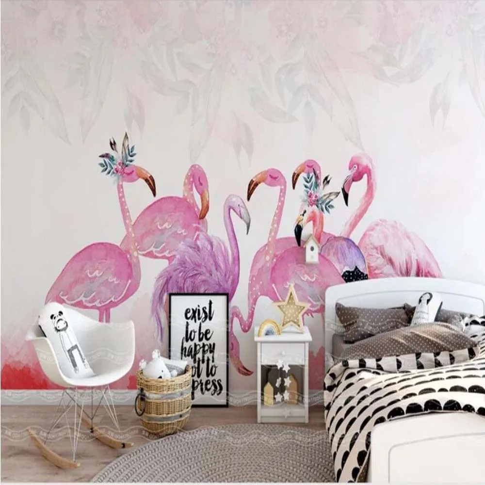 3D обои с фламинго Настенные для дома настенные наклейки гостиной спальни ручная