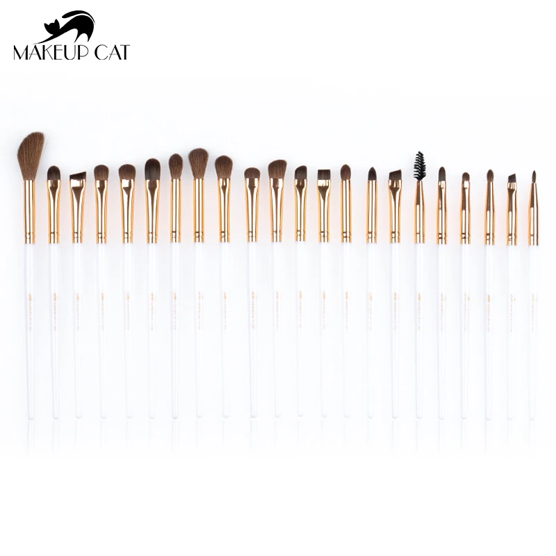 Makeup Cat Cosmetic Brush-2022New 22Pcs Professional Eye Brushes Set-White Plastic Handles Synthetic Hair Beauty Makeup Tools