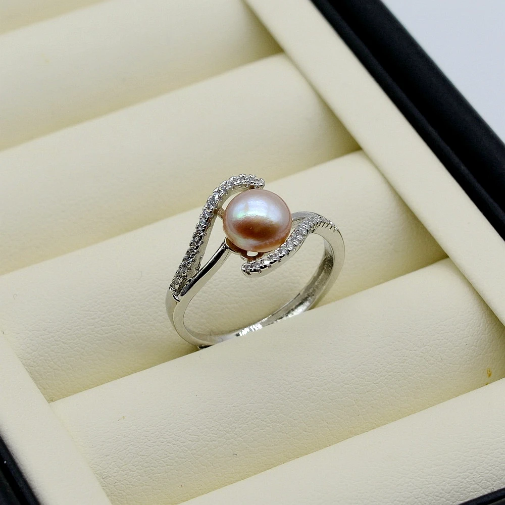 Женские кольца с круглым искусственным цирконием регулируемый размер простой