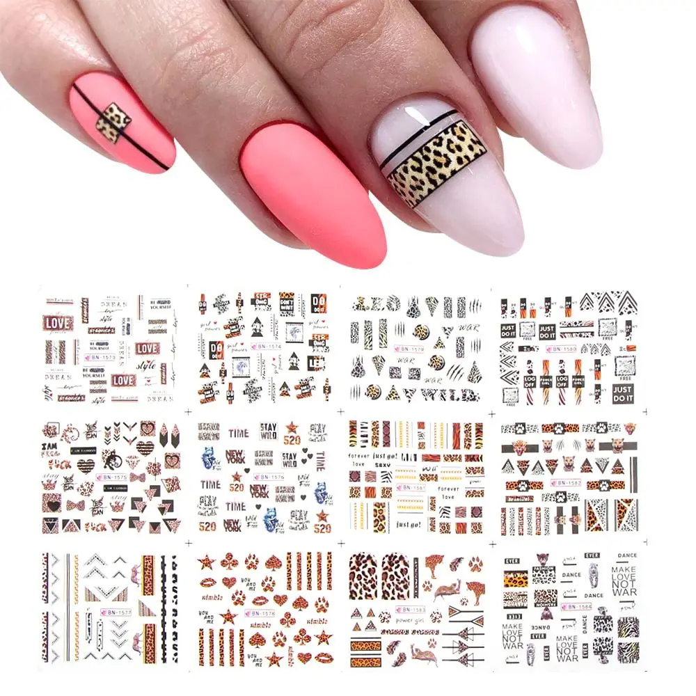 Фотообои/Декор для ногтей зимние водные переводки фотообои с леопардовым