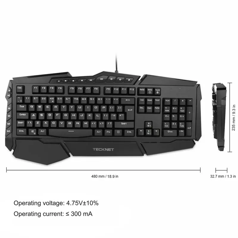 TeckNet игровая клавиатура мышь комбо комплект эргономичный 7 цветов светодиодный с