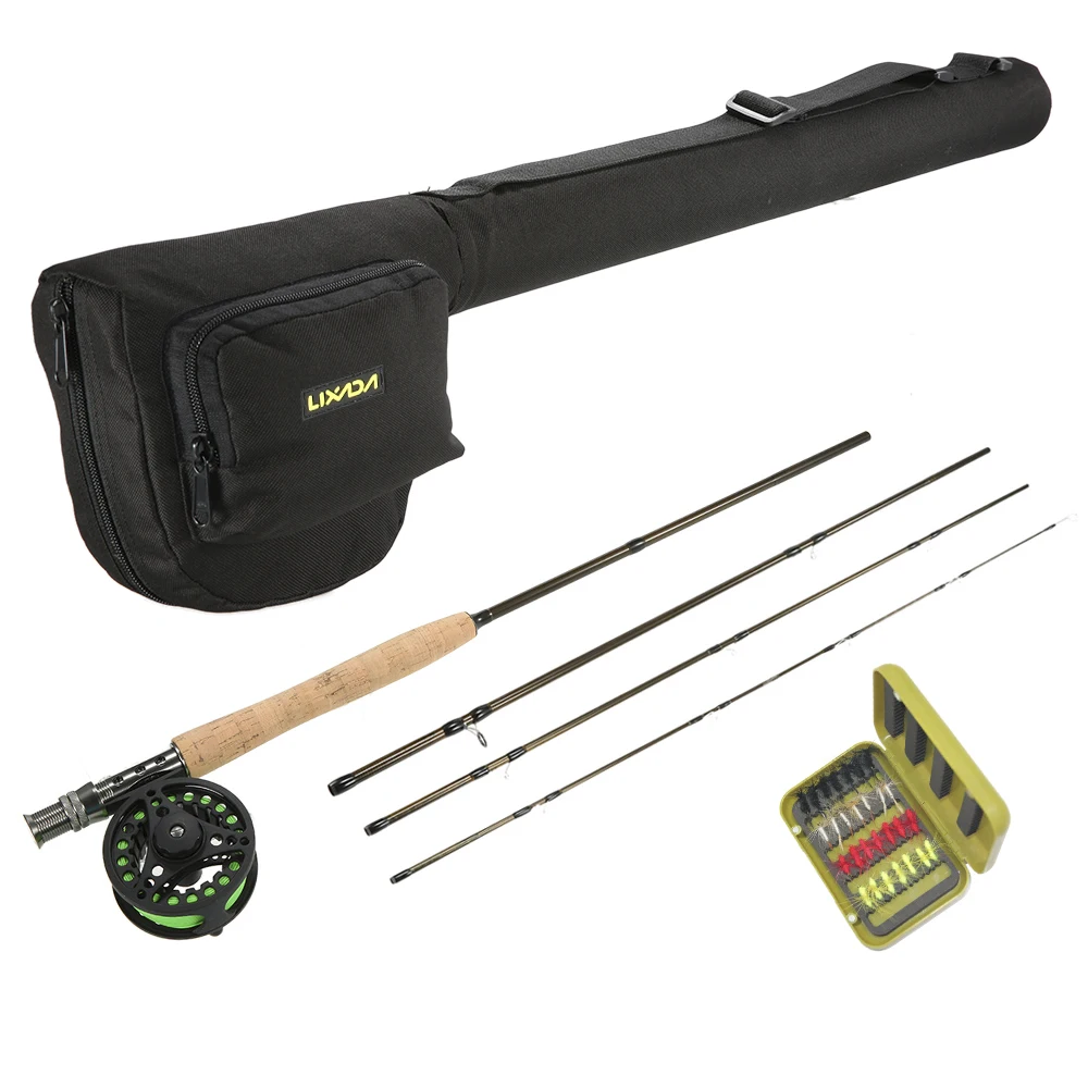 Lixada портативный комплект для ловли нахлыстом катушка удочки комбинированный