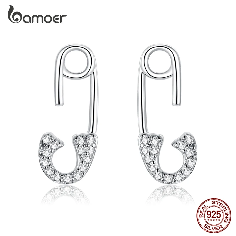 Женские серьги-гвоздики Bamoer простые из стерлингового серебра 925 пробы с