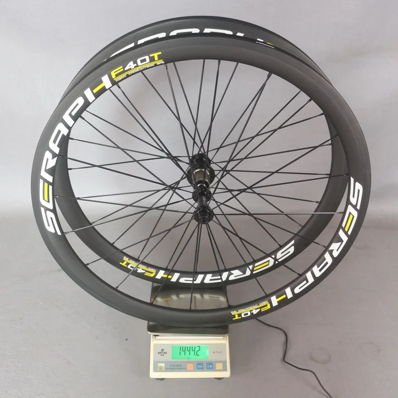 

Seraph Brand Carbon V Brake Road Bike Wheel Set 47 Deep 27mm Wide Tubular Rim with BI-TEX Superlight hubs