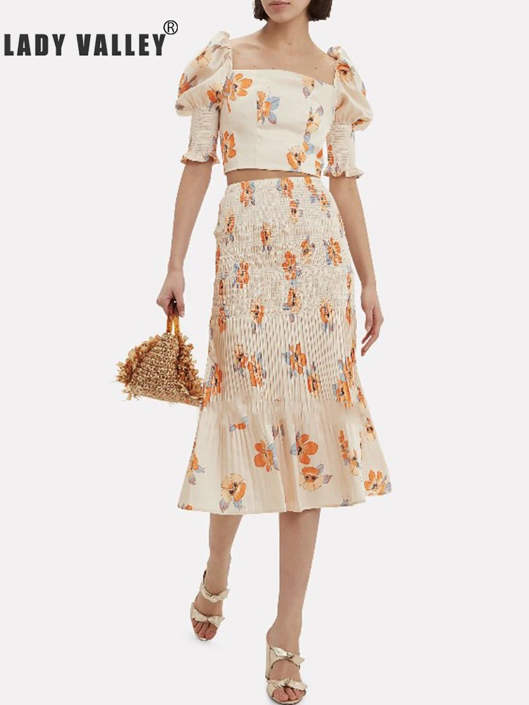 Женская короткая рубашка с квадратным вырезом и пышными рукавами летний