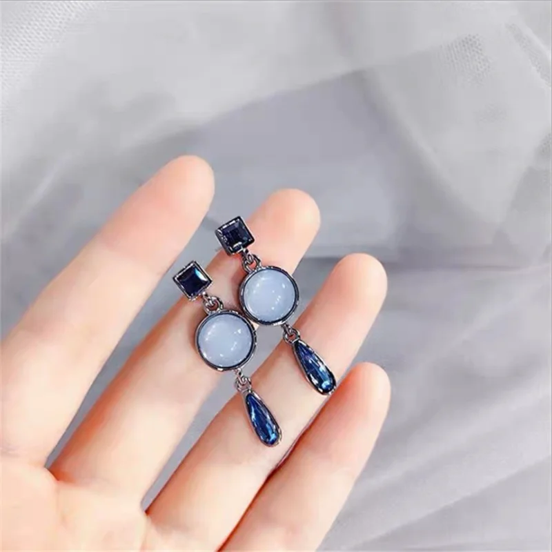 

Simple Light Luxury Charm Blue Retro Earrings Baroque Style Earrings Niche Design Women's Holiday Gift Party Jewelry Wholesale