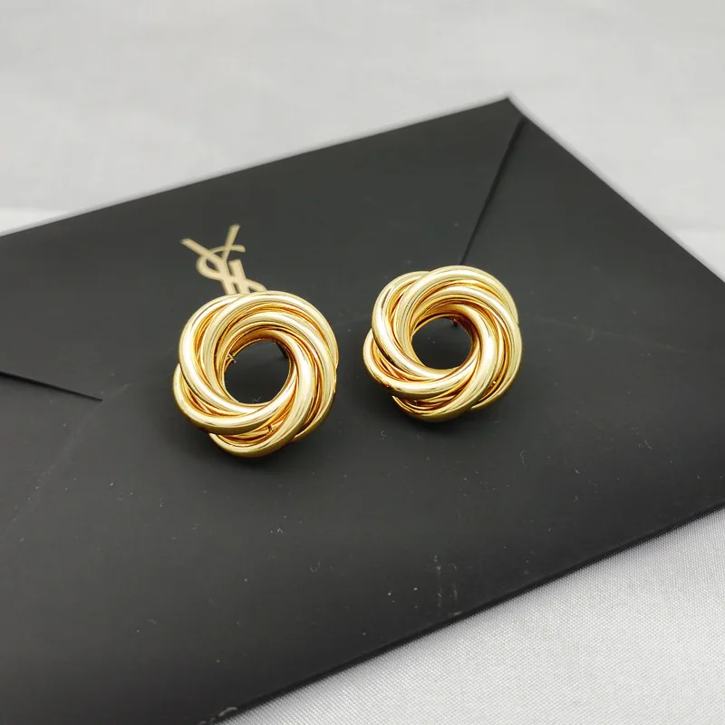 

Gold Silver Metal Earrings 1 Pair Combination Female 2021 New Simple and Cool Temperament Korean Earring Fashion Earring Jewelry
