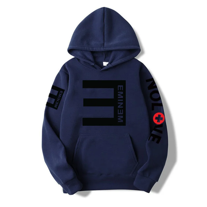 Модные зимние мужские флисовые толстовки с принтом Eminem утепленный пуловер в