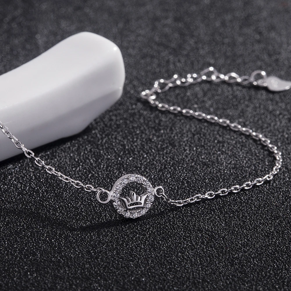 Изысканный тонкий браслет из стерлингового серебра 925 пробы с шармами элегантные