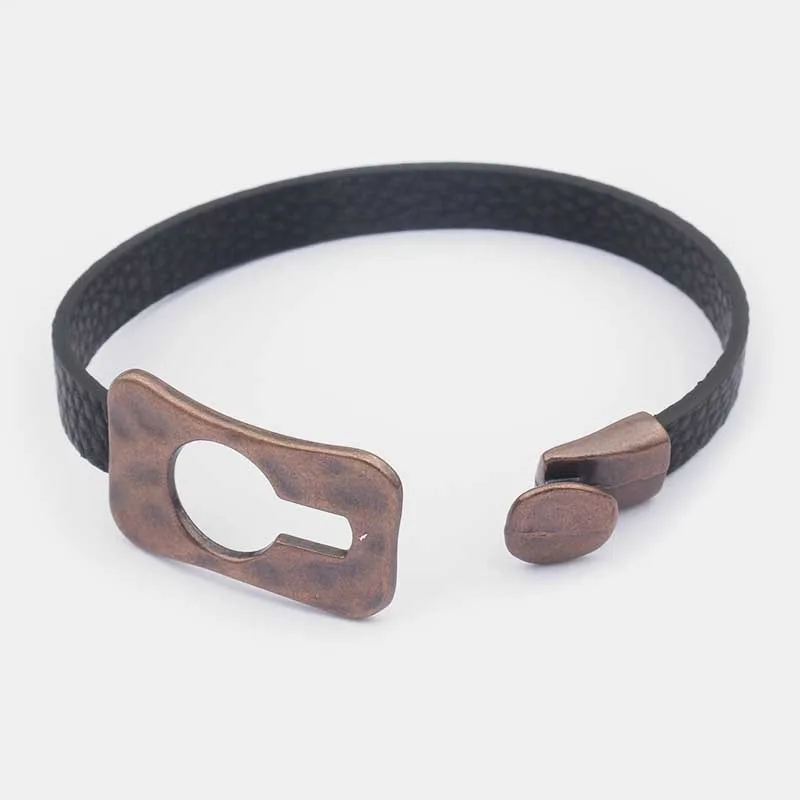 2 комплекта тибетских серебристых/медных застежек-крючков для плоских кожаных