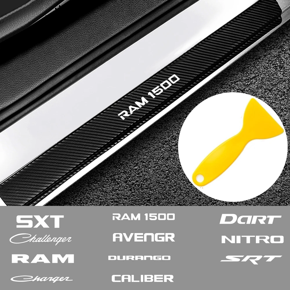 4 шт. наклейки на порог автомобильной двери углеродное волокно для Dodge Challenger RAM 1500