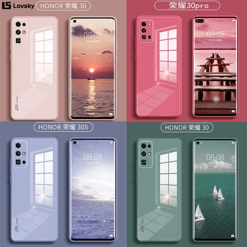 Original Liquid Tempered Glass Case For HuaWei Honor 30S Pro P40Pro Plus P30Pro Mate 20 30Pro Cover Phone Lens Protection Case
