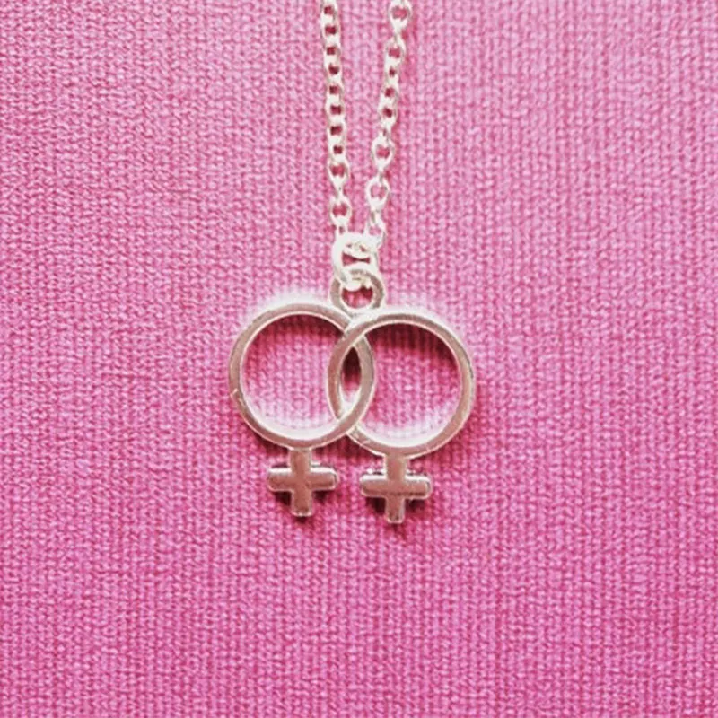 

Double Venus Symbol Charm Female Lesbian LGBT Necklace Women Pendant Girlslove LES Stainless Steel Sister Jewelry