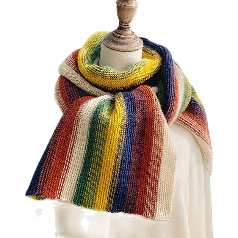 

Rainbow Colors Scarf For Women Cotton Shawls and Scarves Autumn Headscarf Wraps Pashmina Neckerchief Female Foulard