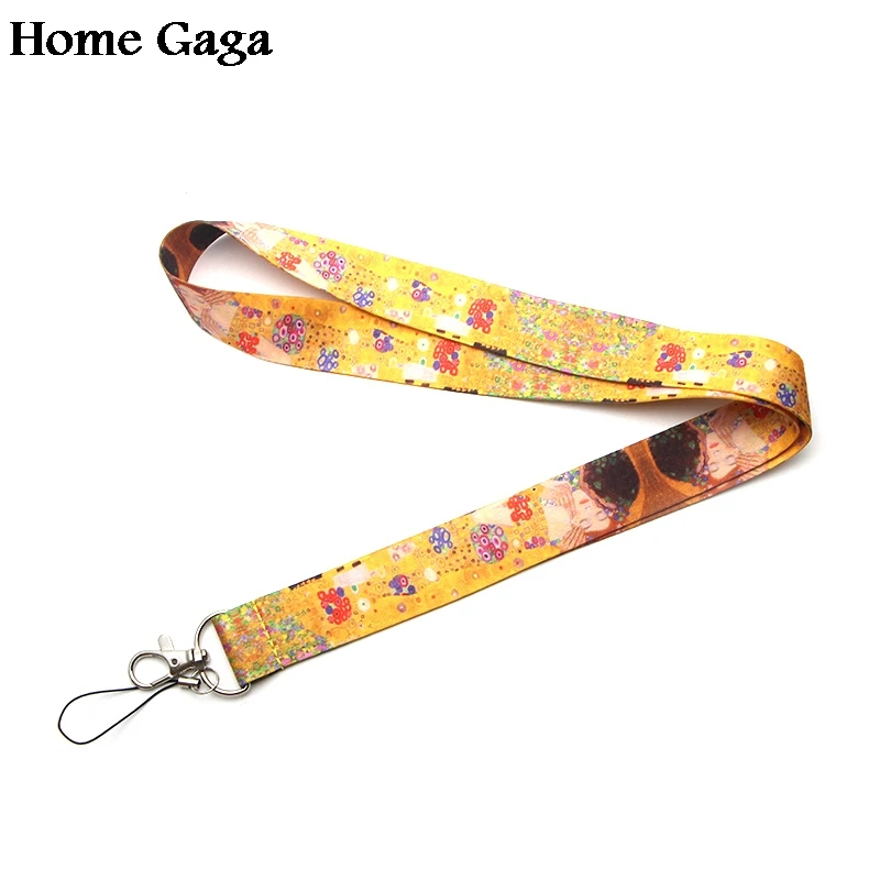 Homegaga Новое прибытие Густава Климта живопись шеи ремешки для ключей очки держатель Бисера Брелок телефоны камеры тесьма D0338
