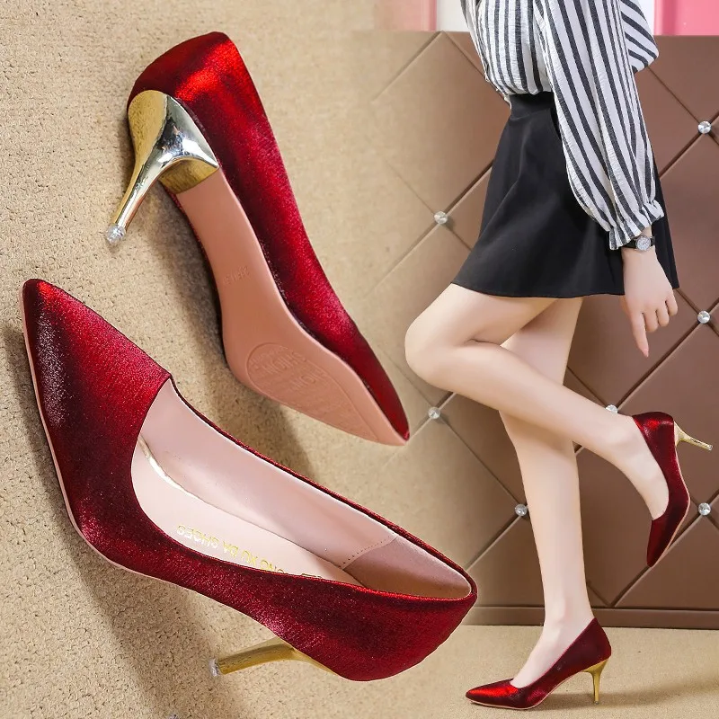 Осенняя женская обувь на высоком каблуке модные крутые туфли шпильке для банкета
