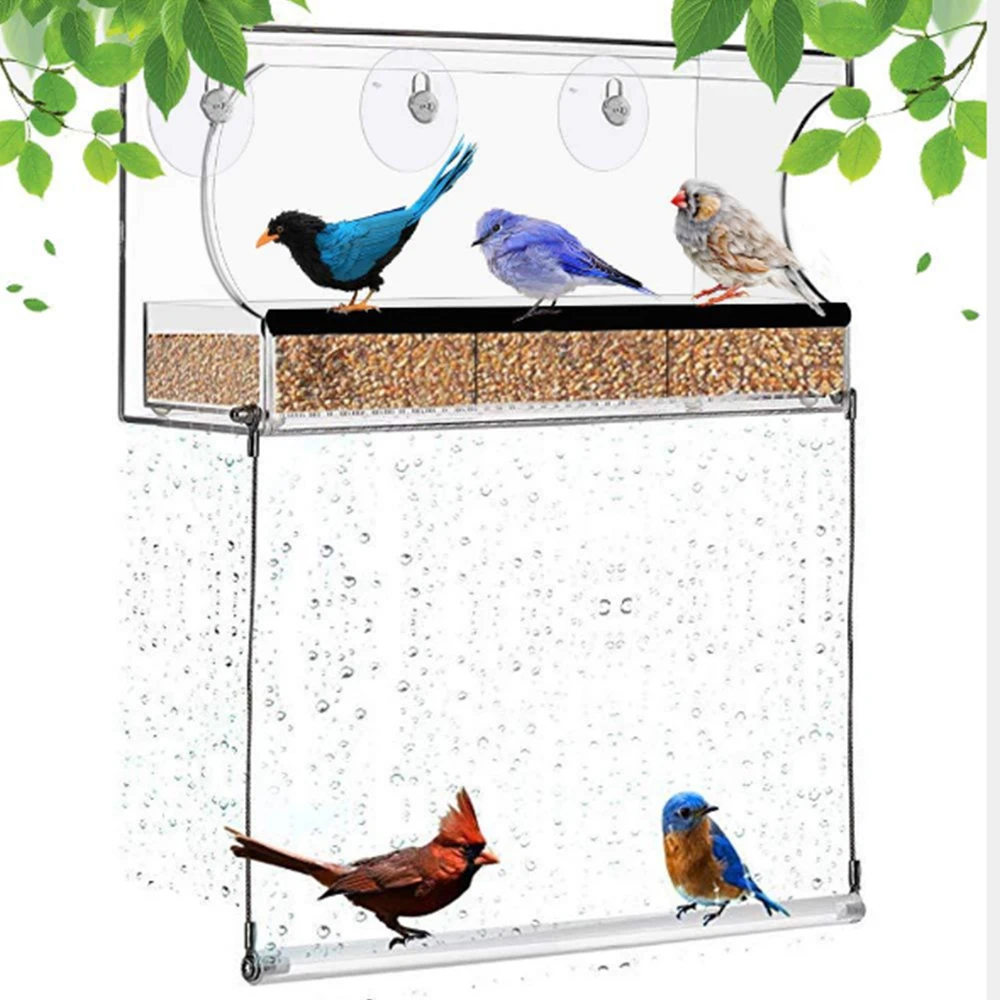 Кормушка для птиц акриловый прозрачный поднос просмотра окон кормушки присоска