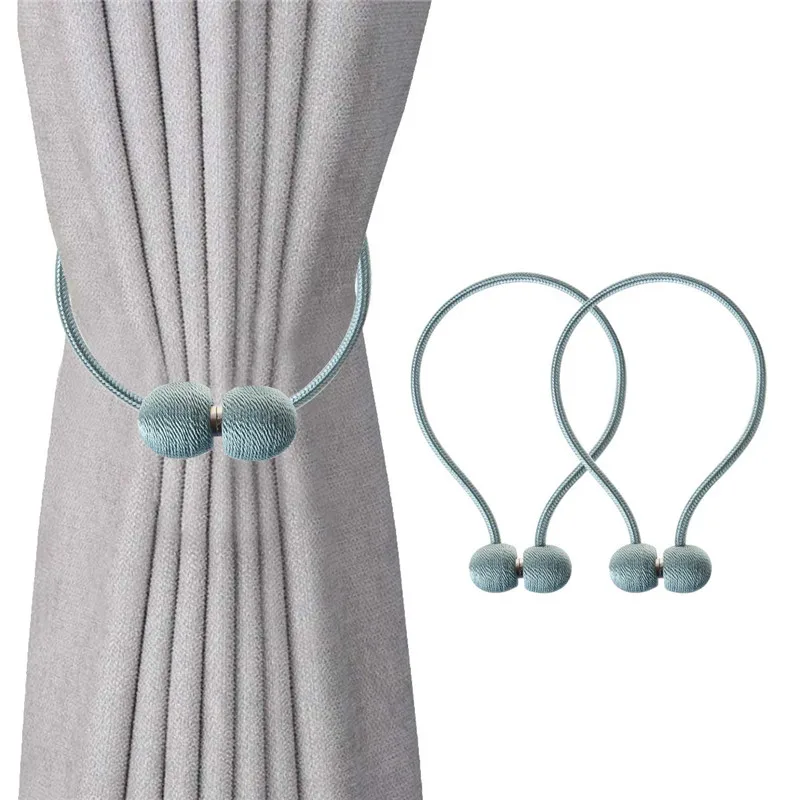 Light Blue Подхваты для штор 1/3 пары зажимы для штор детских хлопковых утепленных колготок на Магнитный занавес с жемчужным шариком Шторы держатель Завязки для Holdbacks Пряжка зажимы для домашнего украшения аксессуары - Цвет: Light Blue