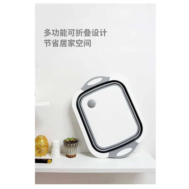 

Folding Cutting Board with Basket Dish Tub Multifunction Collapsible Chopping Drain Basket Fruit Vegetable Sink Basin