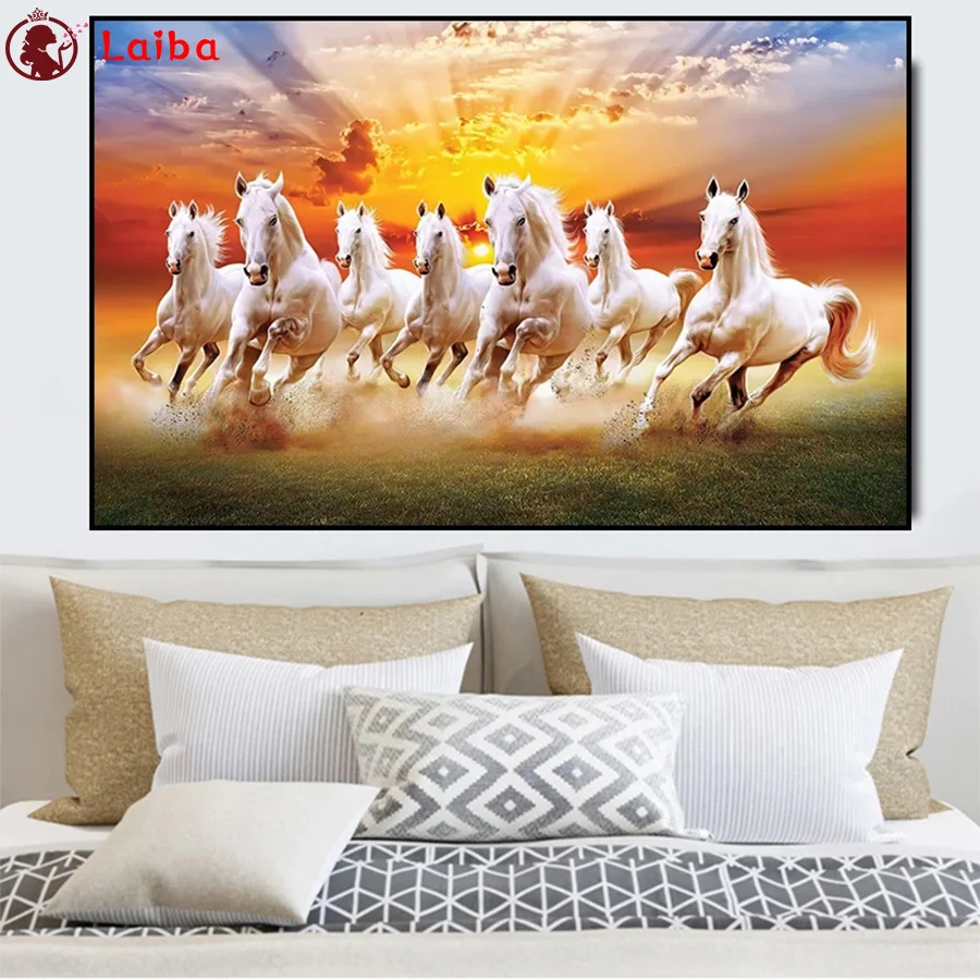 

Full Square Diamond Painting Modern animal art, horses running at sunset Mosaic Needlework Diamond Embroidery Sale Home Decor