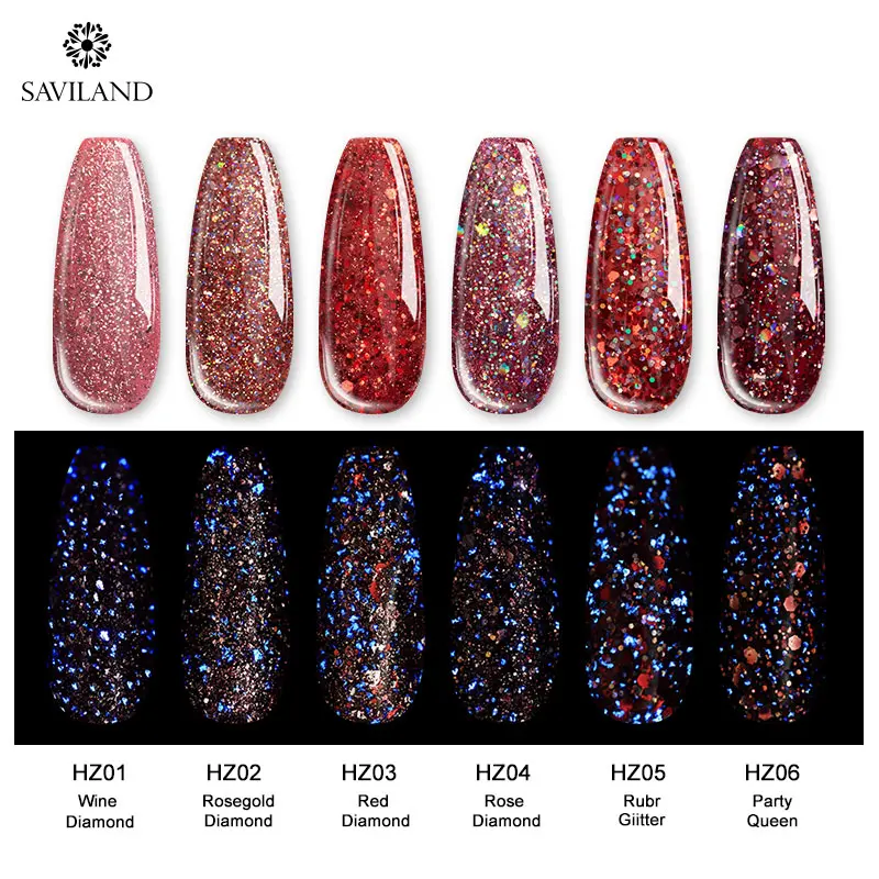 SAVILAND Red Diamond Star гель светящийся 6 цветов впитывающий УФ для ногтей лак светится в