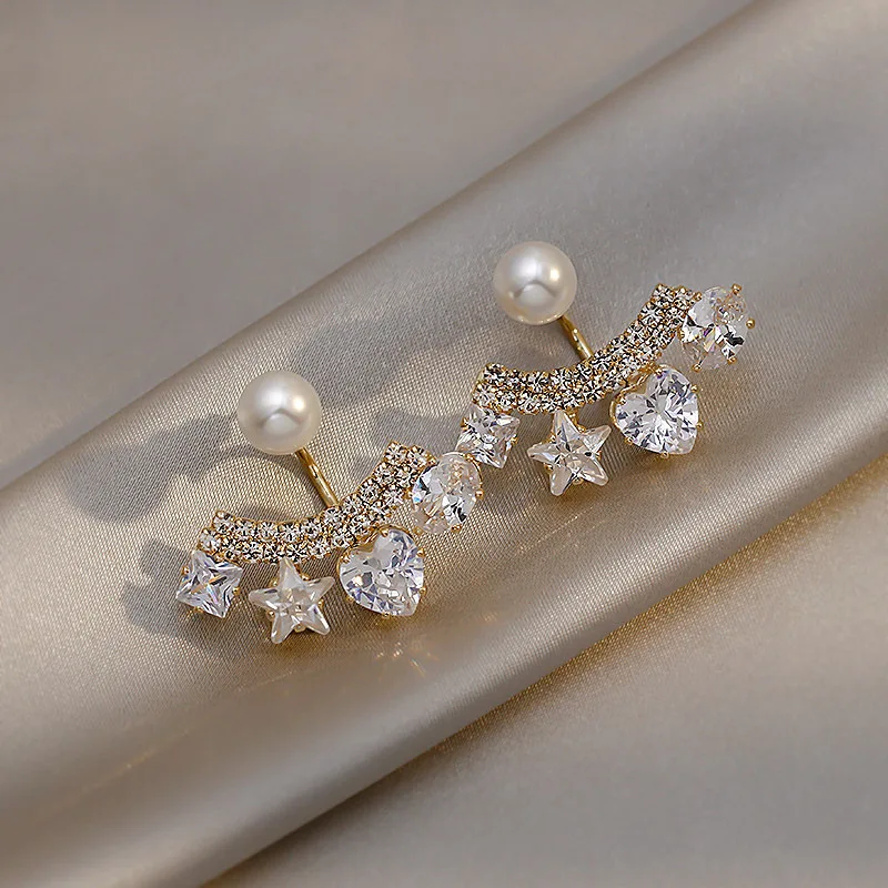

South Korea Fashion Elegant High Quality Zircon Pearl GIRL'S Ear Stud Gift Party Banquet WOMEN'S Jewelry Earrings