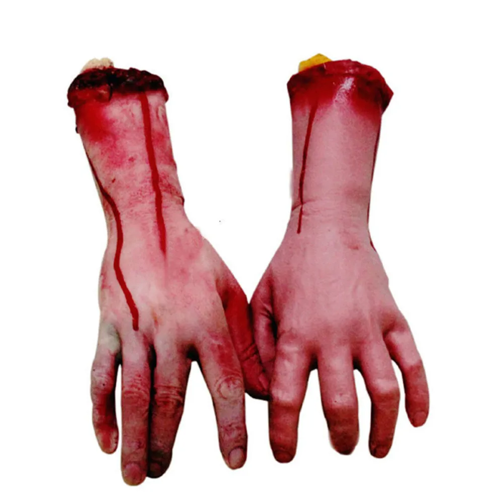 

Pair Of Scary Creepy Props Realistic Bloody Chopped Off Broken Hands Broken Limbs Blood Body Part Prank Gifts Toys Hau