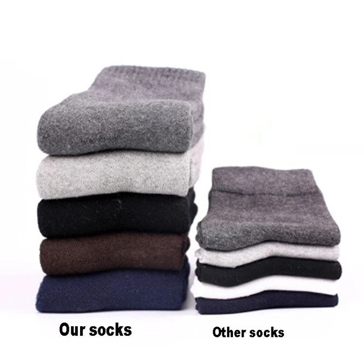 Autumn Winter Men's Warm Wool Socks Cotton Harajuku High Quality Black gray Casual Tube Men Dress Socks for men gift 5Pair
