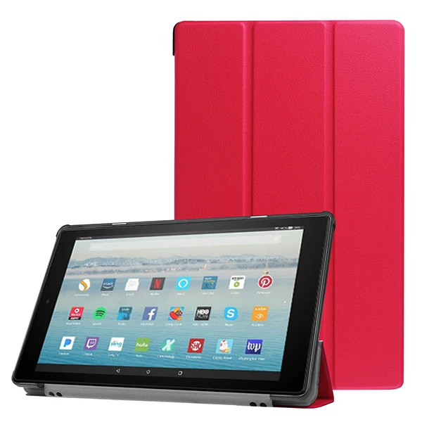 red Складной чехол для Amazon Kindle Fire HD 10 чехол для Amazon Fire HD 10 Чехол-книжка из искусственной кожи+ подарок - Цвет: red