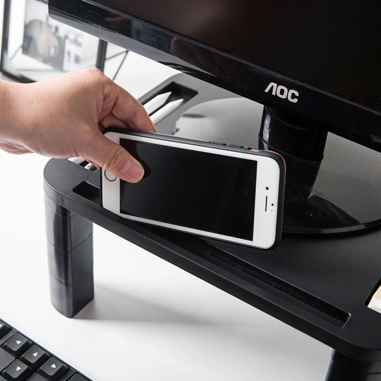 1pc adjustable home office desktop monitor stand self assembly lcd tv laptop rack computer screen riser shelf free global shipping