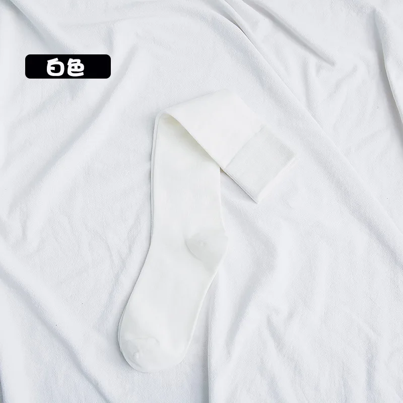 

New products for autumn and winter high-tube cotton socks solid color thin long-tube beautiful legs pile of socks college style