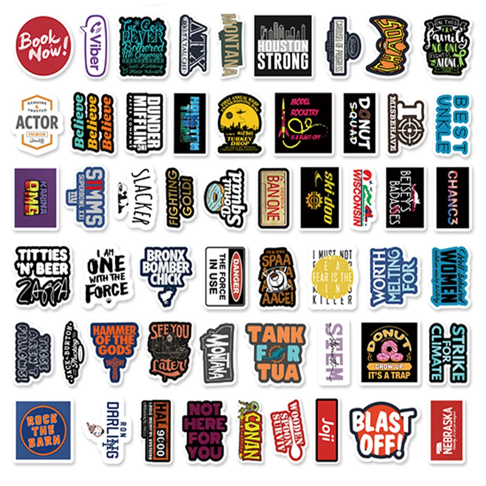 54 шт. граффити забавная английские буквы альбом для стикеров ноутбука
