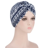 new women flower print wrap head turban caps twisted muslim hijab turbans female headband bonnet islamic headscarf india hat